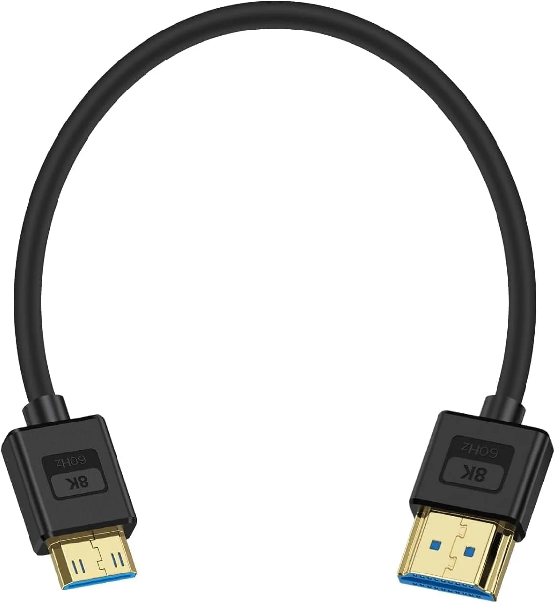 کابل مینی HDMI به HDMI فوق العاده نازک 8K آزونی، کابل سیلیکونی نرم و باریک 2.1 با سرعت 48 گیگابیت بر ثانیه، پشتیبانی از 8K@60Hz برای دوربین فیلمبرداری، دوربین، لپ تاپ، HDTV