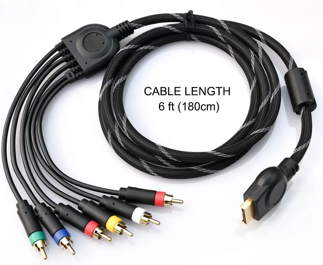 کابل صوتی و تصویری کامپوننت Bealuffe برای PS2 / PS3 / PS3 Slim، کابل صوتی و تصویری RCA کامپوزیت HD Multi Out برای PS3 (1.8 متر)