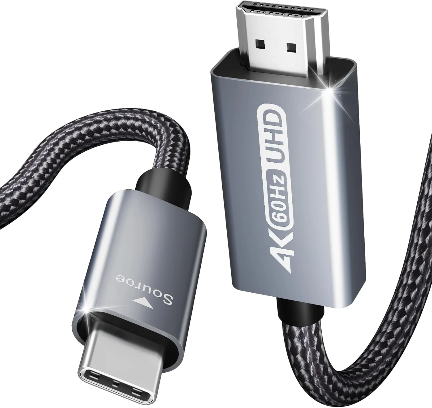 کابل USB C به HDMI بنفی، 1.8 متری [4K@60Hz، بدنه آلومینیومی، روکش نایلونی بافته شده]، سازگار با Thunderbolt 3/4، iPhone 15 Pro/Max، MacBook Pro/Air 2023، iPad Pro، Surface Book 2، Galaxy S23 و غیره