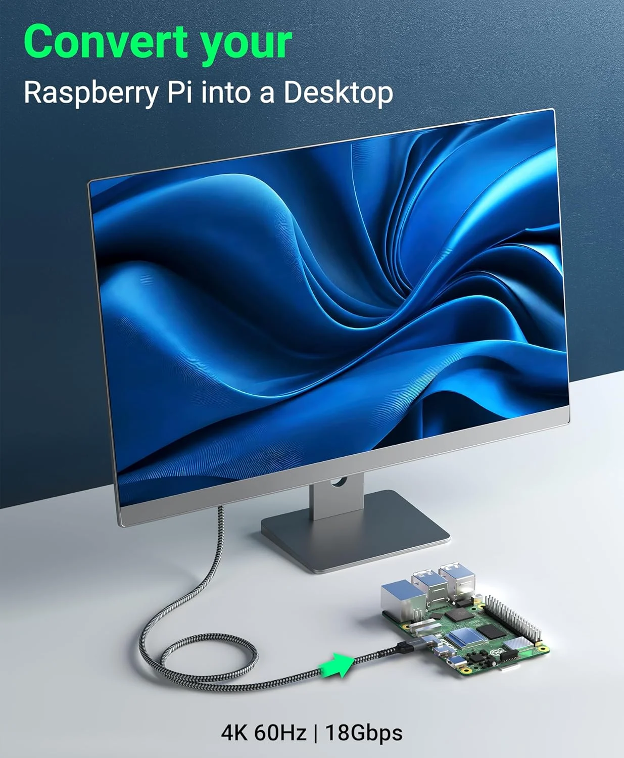 کابل میکرو HDMI به HDMI بلوریگر (2 متری، 4K 60Hz، دو طرفه، سرعت بالا 18 گیگابیت بر ثانیه، HDR، ARC) - سازگار با GoPro Hero 7/6/5/4، Raspberry Pi 4، دوربین Sony A6300، Nikon B500، Yoga 3 Pro