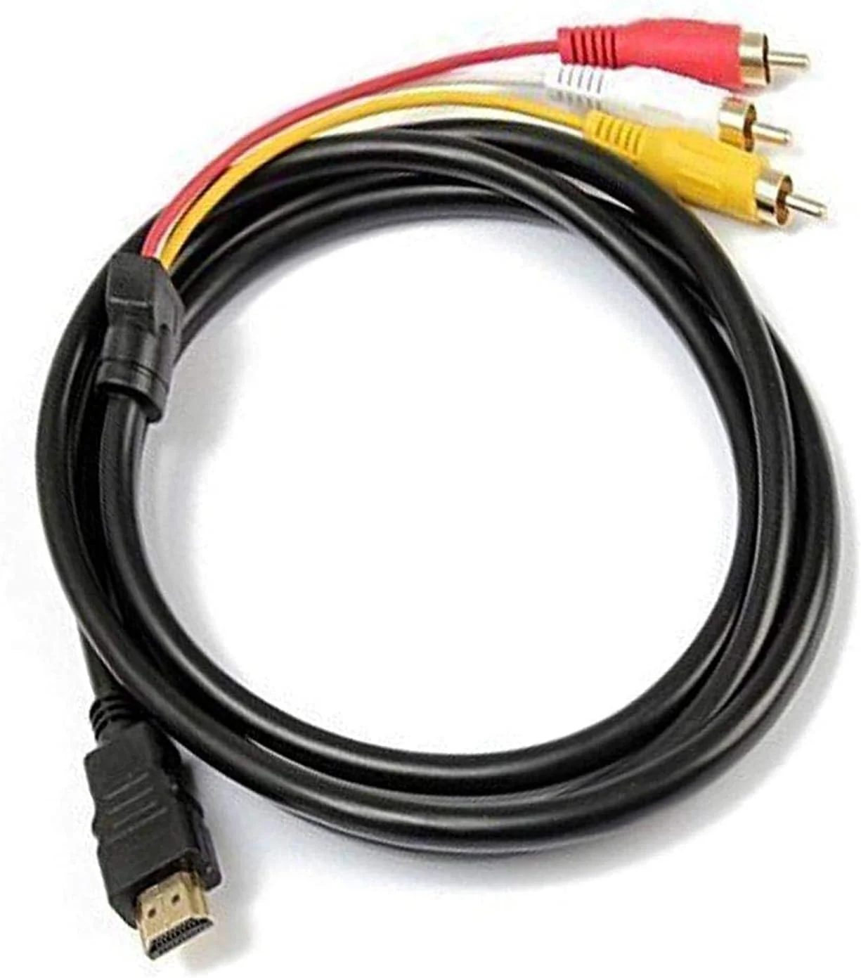 کابل HDMI به RCA، 1.5 متری، کابل تبدیل آداپتور کامپوننت صوتی و تصویری HDMI نر به 3RCA برای تلویزیون های HD، DVD و اکثر پروژکتورهای LCD (مشکی)