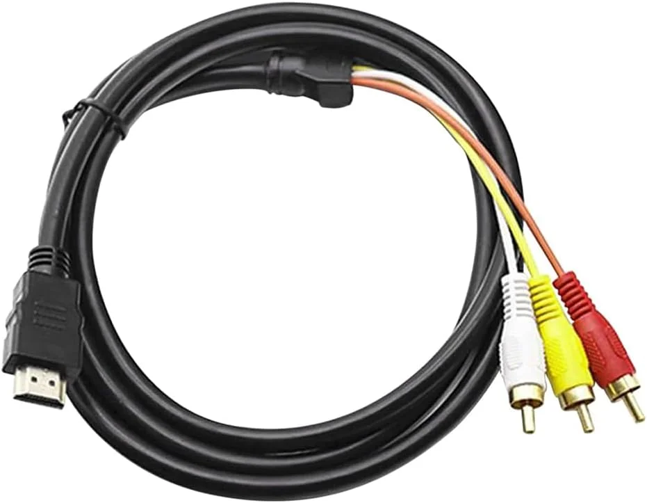 کابل HDMI به RCA، کابل انتقال دهنده آداپتور اتصال صوتی و تصویری 3-RCA با روکش طلایی 1080P 1.5 متری برای تلویزیون HDTV DVD