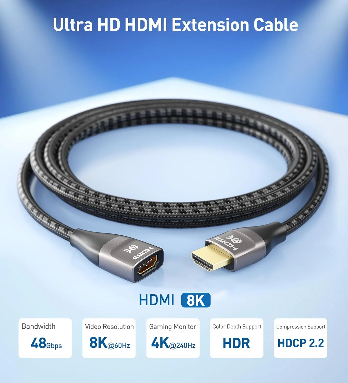 کابل افزایش طول HDMI الترا 8K با سرعت 48 گیگابیت بر ثانیه Cable Matters، طول 1 متر (کابل افزایش طول HDMI نر به ماده / کابل توسعه دهنده HDMI)