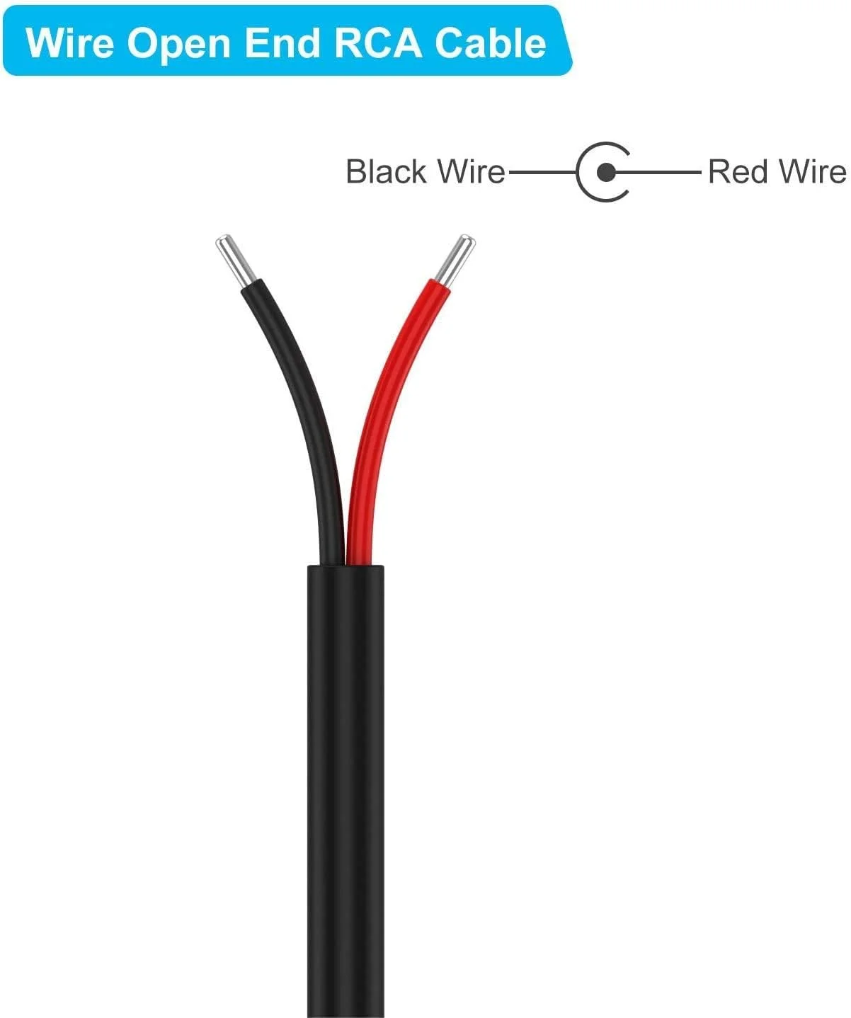 کابل RCA به سیم لخت (بسته 2 عددی 22AWG 2 متری) جایگزین آداپتور اتصال دهنده جک نری RCA به سیم لخت کابل صوتی تصویری RCA برای تعمیر