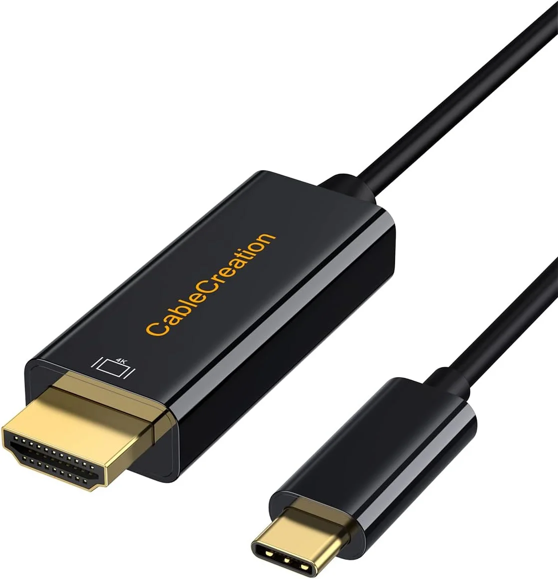 کابل USB C به HDMI کیبل کریشن 0.9 متری، آداپتور کابل USB Type C به HDMI 4K برای دفتر کار خانگی، برای MacBook Pro/Air 2022 2020، iPad Pro، Surface Pro 7، XPS 15، Galaxy S22 S20، مشکی