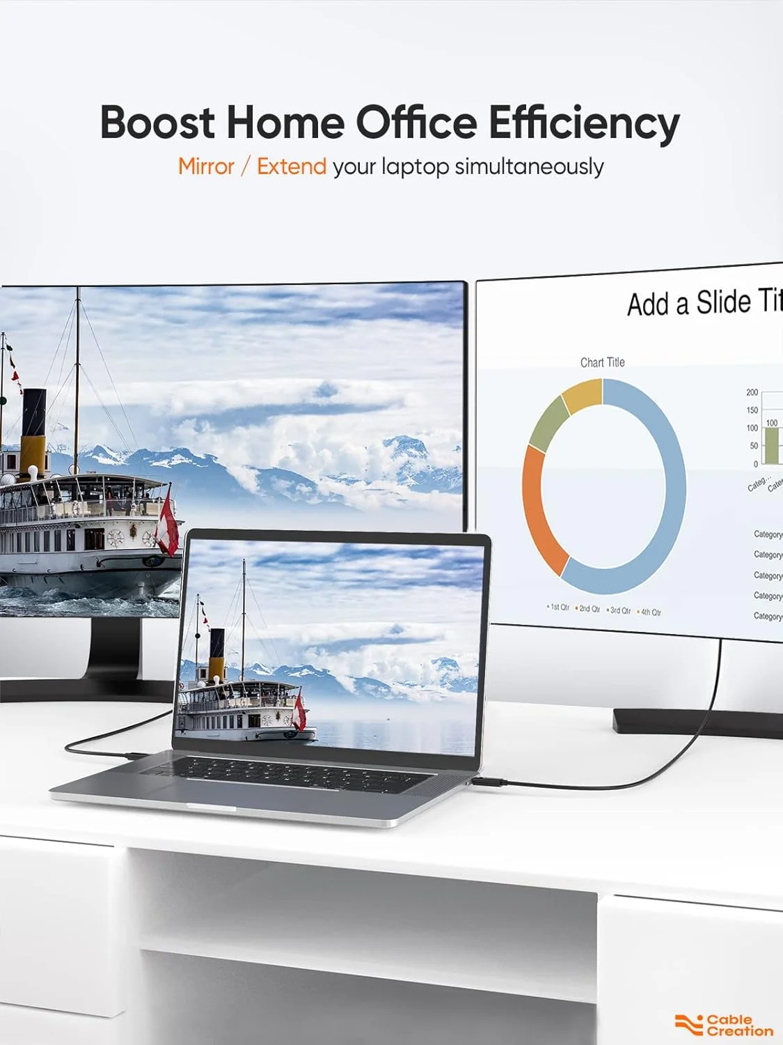 کابل USB C به HDMI کیبل کریشن 0.9 متری، آداپتور کابل USB Type C به HDMI 4K برای دفتر کار خانگی، برای MacBook Pro/Air 2022 2020، iPad Pro، Surface Pro 7، XPS 15، Galaxy S22 S20، مشکی