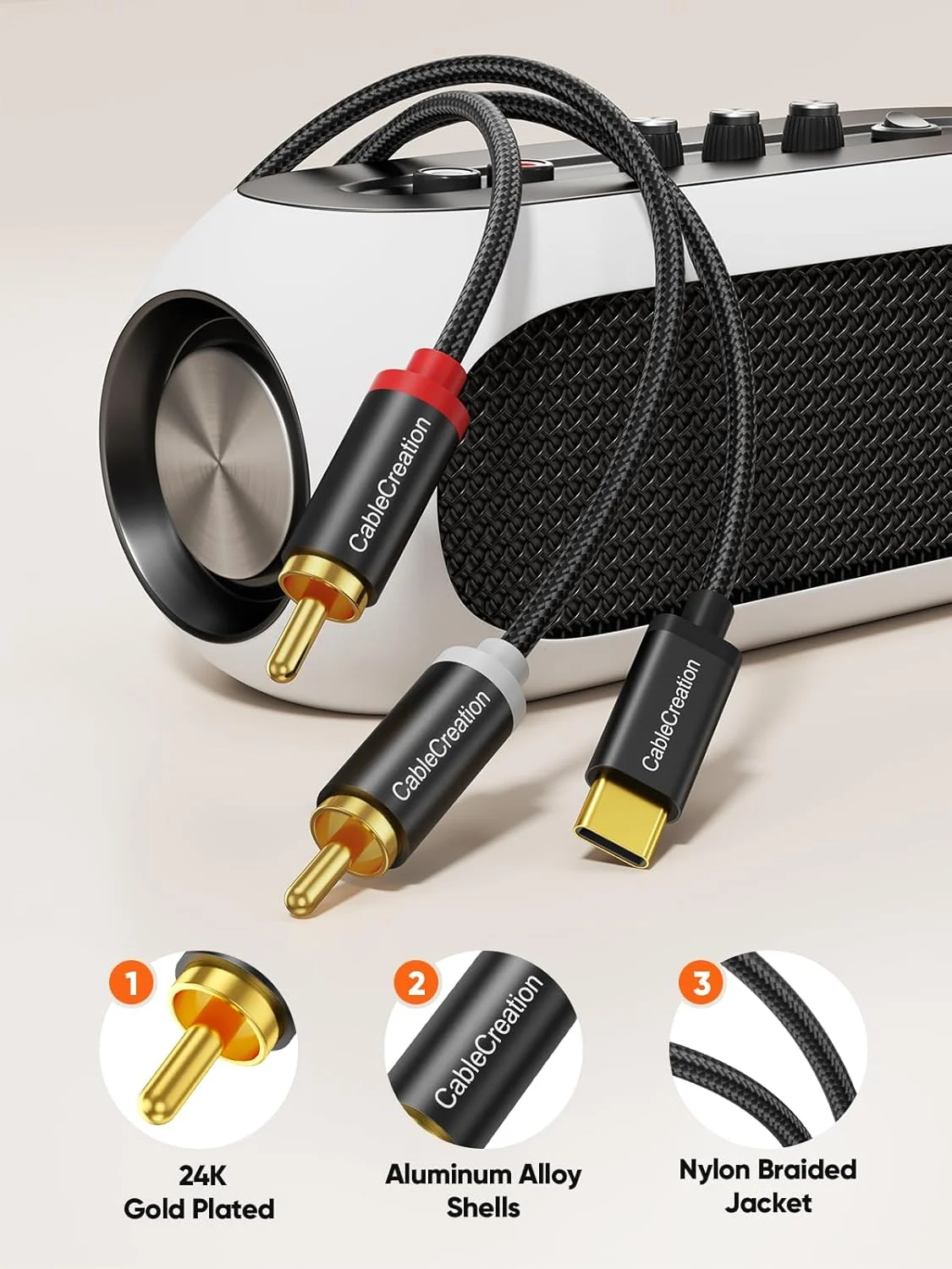 کابل تبدیل USB-C به RCA صوتی CableCreation، طول 3 متر، تبدیل Type-C به 2 خروجی RCA نر، آداپتور RCA به USB-C برای آیفون 15، تبلت، سینمای خانگی، DVD، آمپلی فایر، بلندگو، استریوی ماشین، Samsung Galaxy S23 کابل تبدیل USB-C به RCA صوتی CableCreation، طول 3 متر، تبدیل Type-C به 2 خروجی RCA نر، آداپتور RCA به USB-C برای آیفون 15، تبلت، سینمای خانگی، DVD، آمپلی فایر، بلندگو، استریوی ماشین، Samsung Galaxy S23