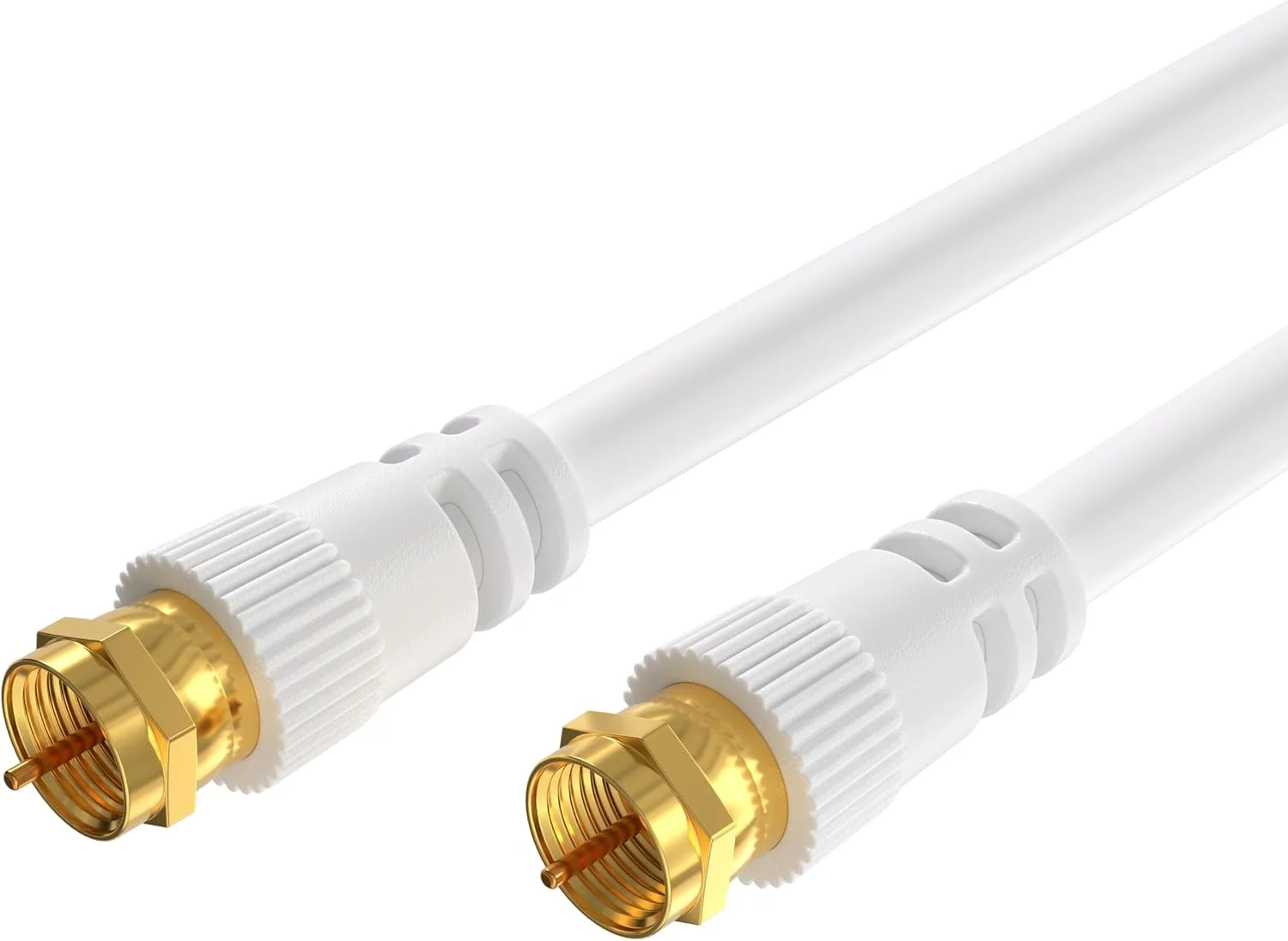 کابل کواکسیال 22.8 متری سفید RG6 با فیش نوع F نر برای سیم کشی توسعه صوتی و تصویری دیجیتال داخلی و خارجی، مناسب برای آنتن تلویزیون و دیش ماهواره