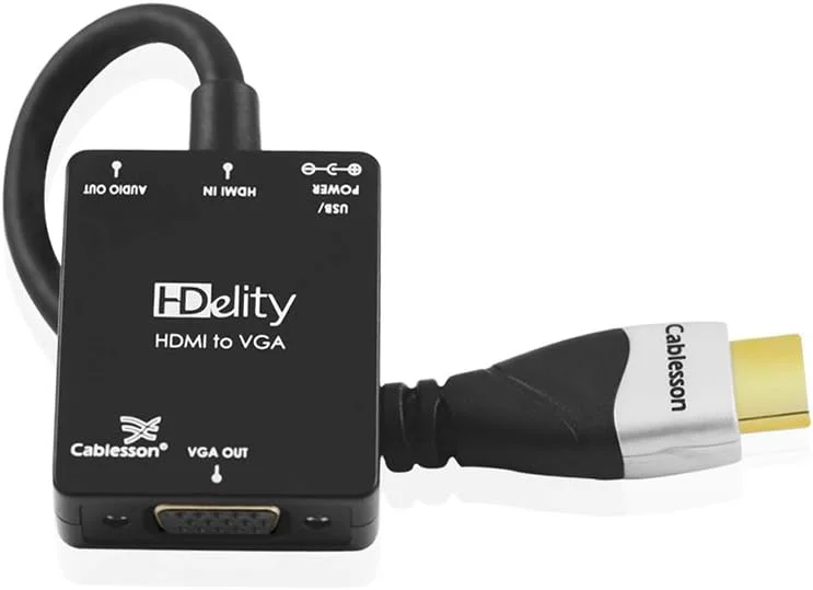 تبدیل فعال HDMI به VGA - کابل آداپتور تبدیل ویدیو مادگی مشکی با پورت Micro USB Power و صدا - 1080p برای PC، لپ تاپ، DVD، تلویزیون، Blu-Ray، Sky HD، Raspberry Pi، Chromebook، Ultrabook
