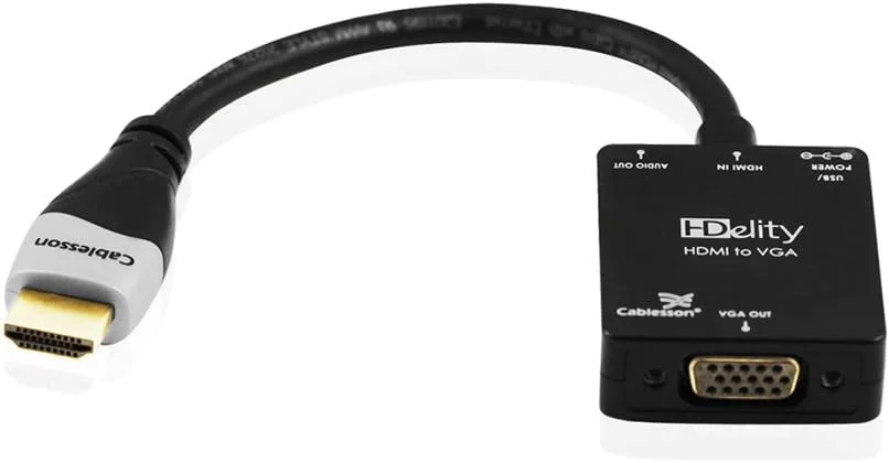 تبدیل فعال HDMI به VGA - کابل آداپتور تبدیل ویدیو مادگی مشکی با پورت Micro USB Power و صدا - 1080p برای PC، لپ تاپ، DVD، تلویزیون، Blu-Ray، Sky HD، Raspberry Pi، Chromebook، Ultrabook