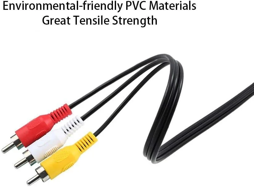 کابل خروجی صدا و تصویر دوربین فیلمبرداری DKURVE® 3.5mm به RCA، استریو 3.5mm به 3 فیش نری RCA، کابل تبدیل AUX برای تلویزیون، MP3، تبلت، بلندگو (1.5 متر) (مستقیم)