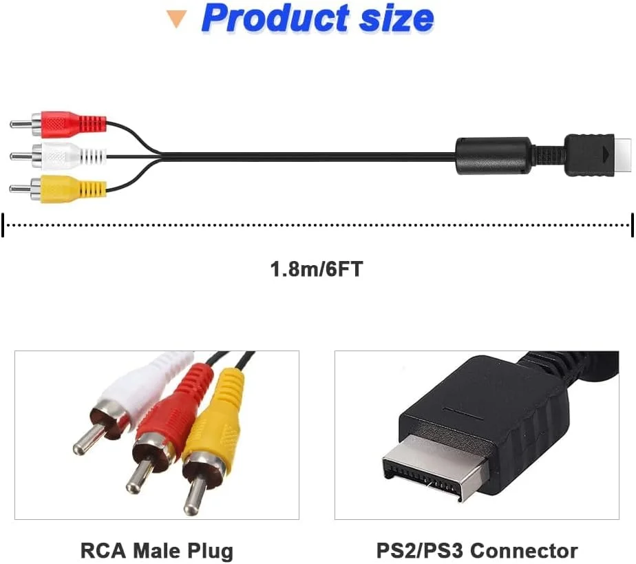 کابل صوتی و تصویری AV TV RCA به همراه کابل شارژ USB-A به Mini USB، برای PS2 و PS3، کابل آداپتور اسپلیتر جک کامپوزیت برای تلویزیون/کامپیوتر/AV/DVR، کابل صوتی استریو ساب ووفر Hi Fi (دو عددی، 1.8 متر) کابل صوتی و تصویری AV TV RCA به همراه کابل شارژ USB-A به Mini USB، برای PS2 و PS3، کابل آداپتور اسپلیتر جک کامپوزیت برای تلویزیون/کامپیوتر/AV/DVR، کابل صوتی استریو ساب ووفر Hi Fi (دو عددی، 1.8 متر)