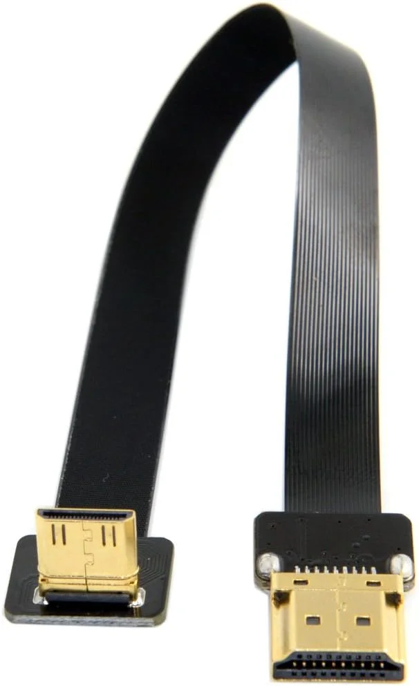 کابل تخت FPC مینی HDMI نر به HDMI نر با زاویه 90 درجه CYFPV مناسب برای تصویربرداری هوایی FPV HDTV مولتی کوپتر، طول 20 سانتی متر
