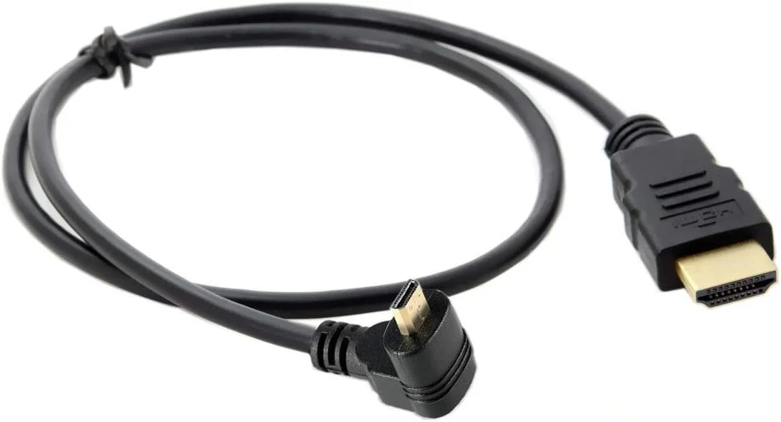 کابل میکرو HDMI به HDMI نر 90 درجه بالا و پایین برای تلفن همراه، تبلت و دوربین (زاویه دار به سمت بالا) کابل میکرو HDMI به HDMI نر 90 درجه بالا و پایین برای تلفن همراه، تبلت و دوربین (زاویه دار به سمت بالا)