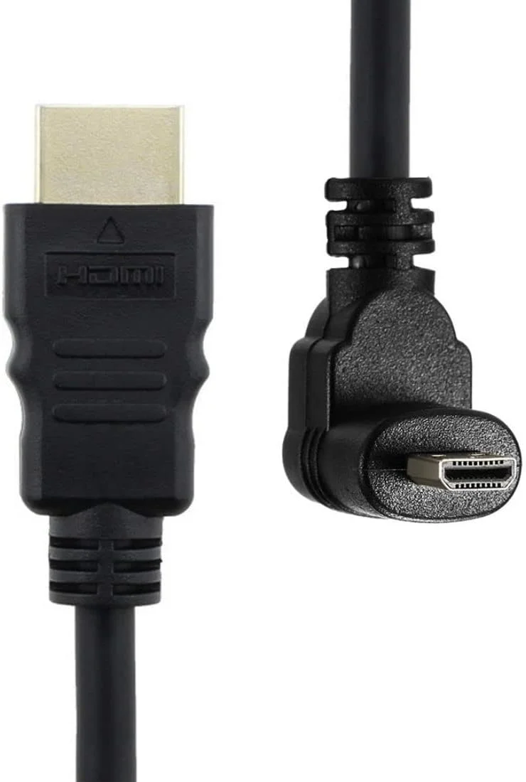 کابل میکرو HDMI به HDMI نر 90 درجه بالا و پایین برای تلفن همراه، تبلت و دوربین (زاویه دار به سمت بالا) کابل میکرو HDMI به HDMI نر 90 درجه بالا و پایین برای تلفن همراه، تبلت و دوربین (زاویه دار به سمت بالا)