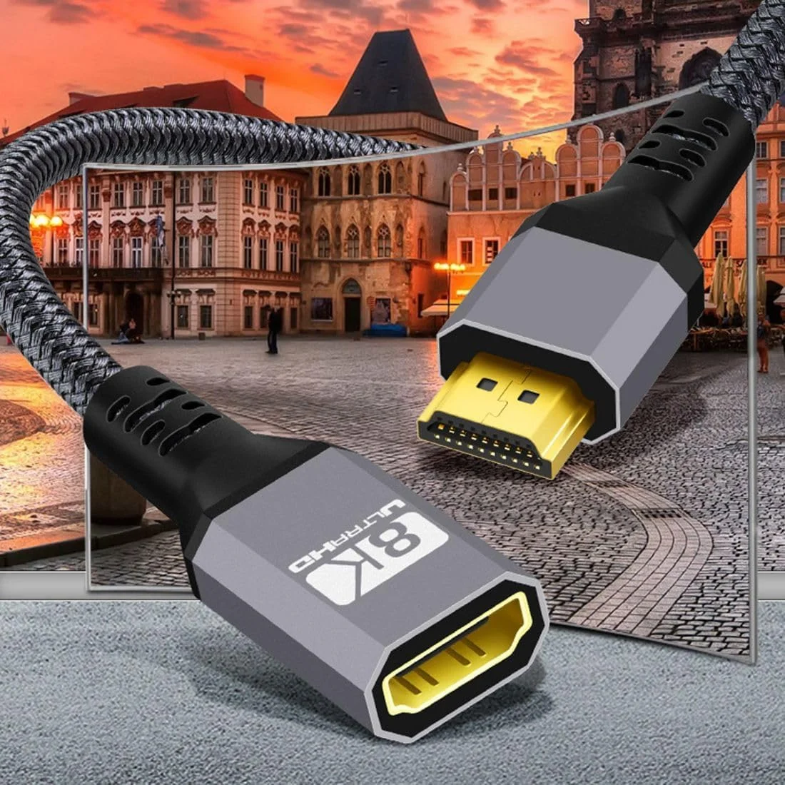 کابل افزایش طول HDMI 2.1، نر به ماده، با سرعت 48 گیگابیت بر ثانیه، پشتیبانی از 8K 60 هرتز و 4K 120 هرتز، همراه با صدا و قابلیت 3D، طول 1.5 متر