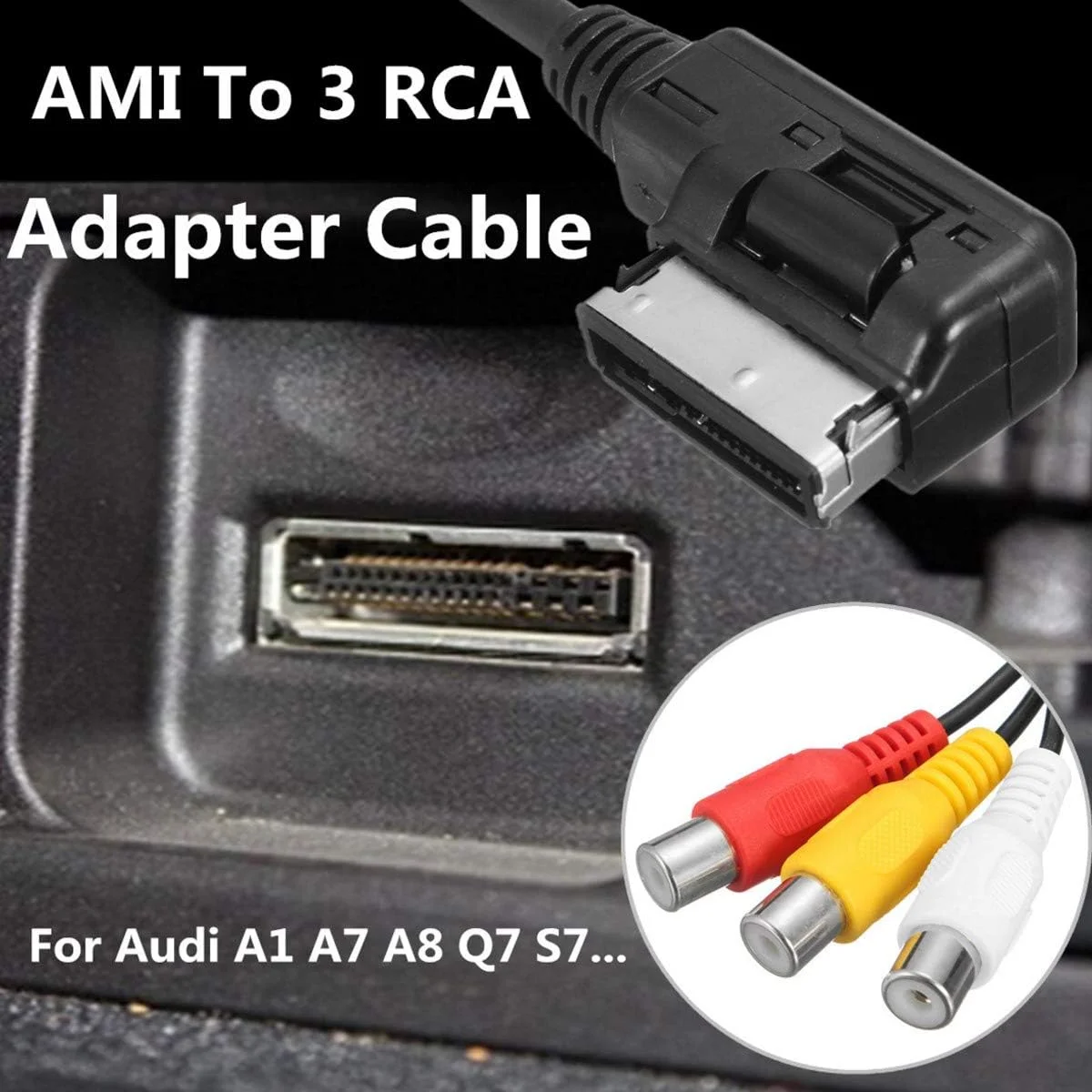کابل صوتی و تصویری 3 RCA به AMI MMI مادگی برای خودروهای Audi A1 A7 A8 VW کابل صوتی و تصویری 3 RCA به AMI MMI مادگی برای خودروهای Audi A1 A7 A8 VW