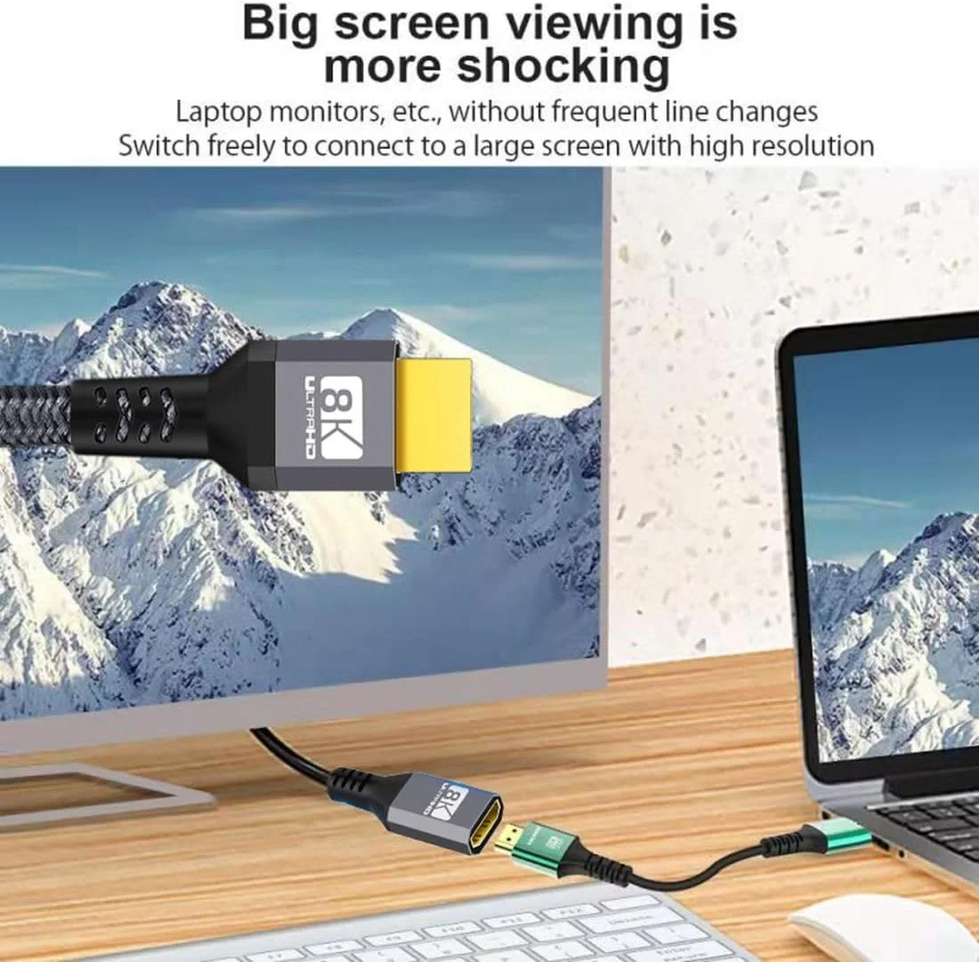 کابل افزایش طول HDMI 2.1، نر به ماده، با سرعت 48 گیگابیت بر ثانیه، پشتیبانی از 8K 60 هرتز و 4K 120 هرتز، همراه با صدا و قابلیت 3D، طول 1.5 متر