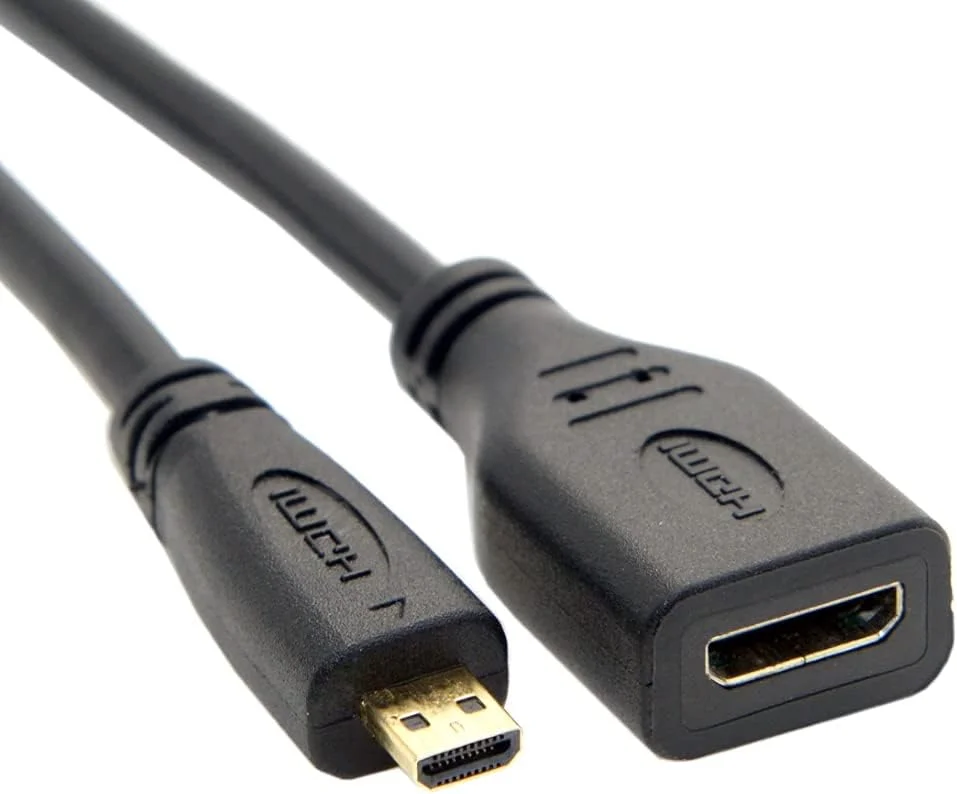 کابل افزایش طول میکرو HDMI 1.4 نر نوع D به مینی HDMI 1.4 مادگی نوع C برای لپ تاپ، کامپیوتر و تلویزیون های HD، طول 10 سانتی متر