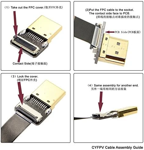 تبدیل میکرو HDMI نوع D نر به بالا با زاویه 90 درجه برای FPV HDTV Multicopter عکاسی هوایی