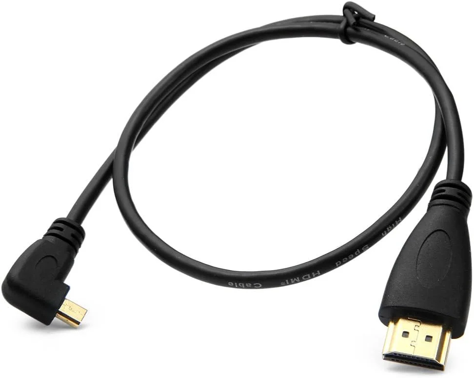 کابل میکرو HDMI به HDMI با زاویه 90 درجه مناسب برای تلفن همراه و تبلت - طول 50 سانتی متر