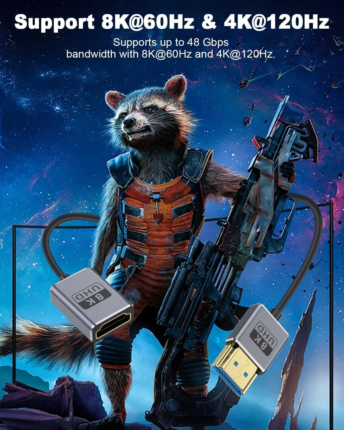 کابل افزایش طول HDMI کواکسیال 8K، کابل بسیار نازک HDMI نر به ماده 30 سانتی متری، کابل کوتاه HDMI سرعت فوق العاده بالا پهنای باند 48 گیگابیت بر ثانیه پشتیبانی از 8K@60Hz، 4K@240Hz برای GH5S، PS5، PC