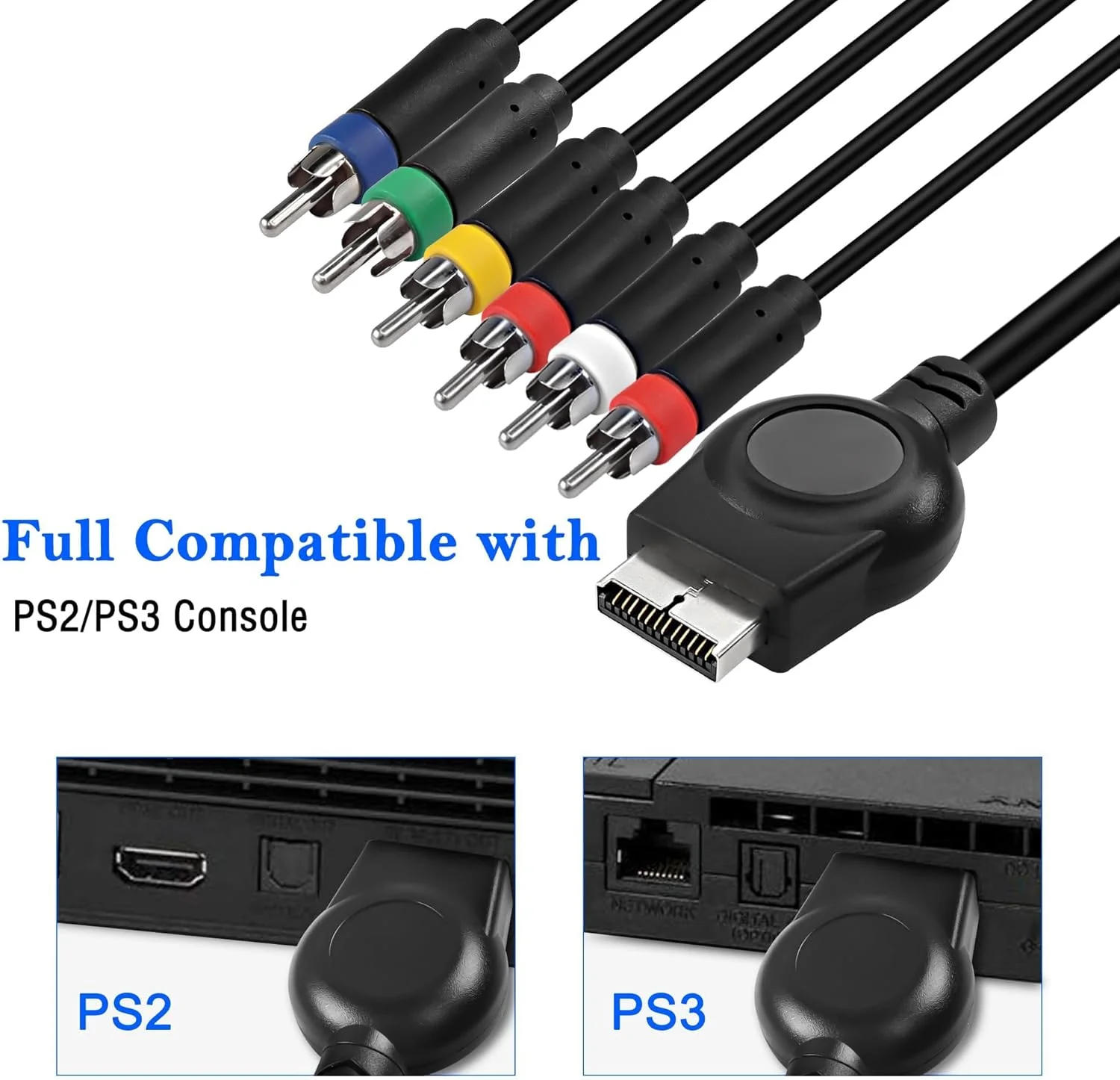 کابل کامپوننت AV، کابل تبدیل آداپتور صوتی تصویری RCA، تبدیل به HDTV EDTV، کابل صوتی تصویری HD 5RCA YPbPr Component + کابل صوتی تصویری RCA برای کنسول PS2 / PS3 - 1.8 متر، مشکی کابل کامپوننت AV، کابل تبدیل آداپتور صوتی تصویری RCA، تبدیل به HDTV EDTV، کابل صوتی تصویری HD 5RCA YPbPr Component + کابل صوتی تصویری RCA برای کنسول PS2 / PS3 - 1.8 متر، مشکی