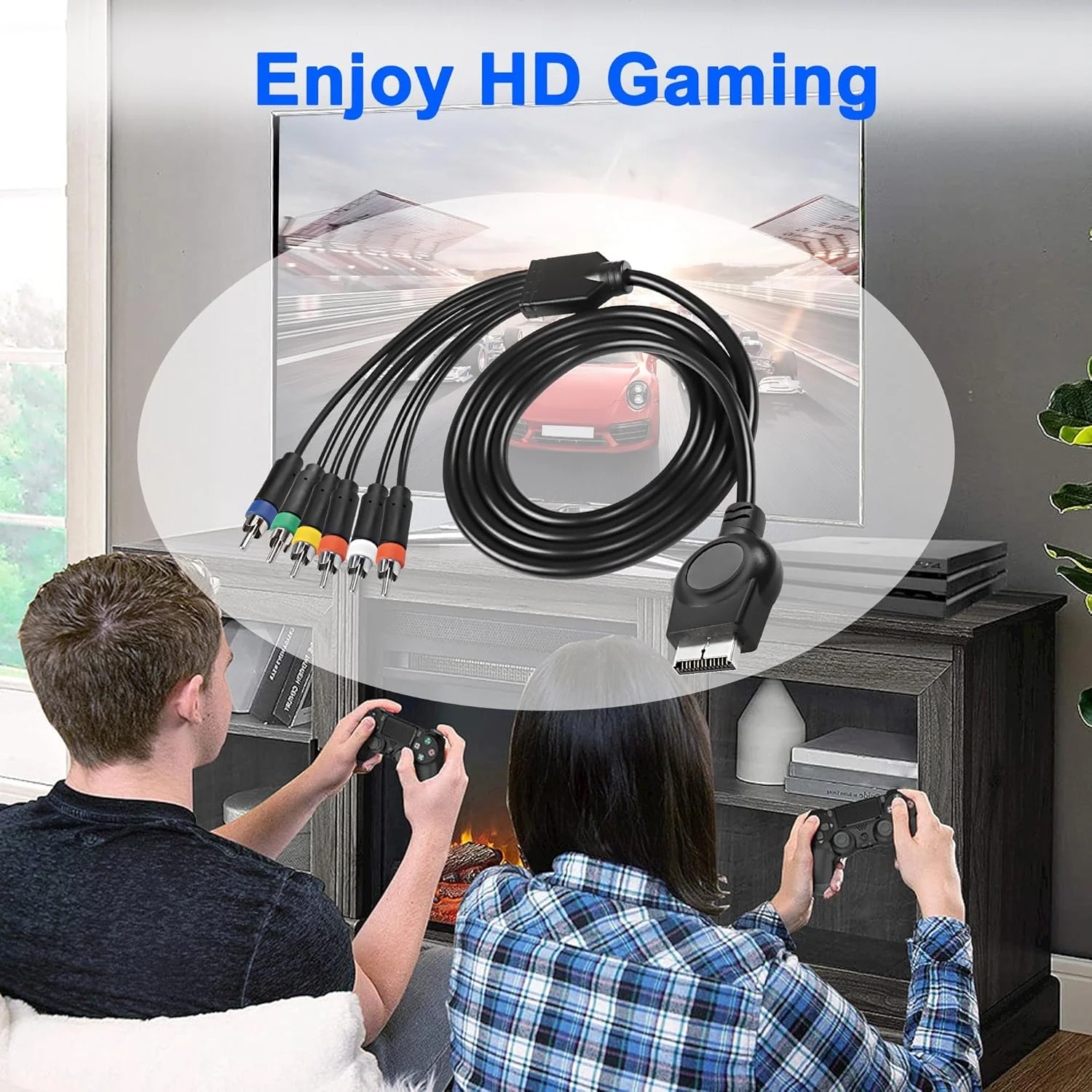 کابل AV کامپوننت برای PS2/PS3، کابل صوتی و تصویری HD 5RCA YPbPr کامپوننت + کابل صوتی و تصویری RCA برای کنسول PS2/PS3