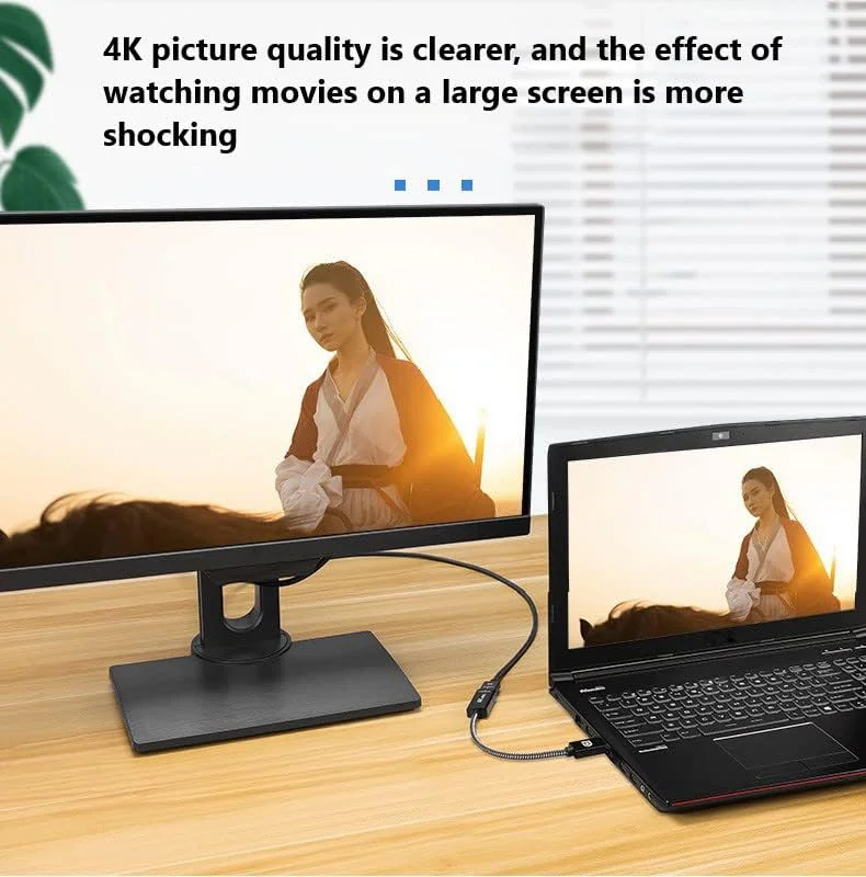 کابل تبدیل DP به HDMI جدید، کارت گرافیک HD 4K، رابط DP به رابط تبدیل داده HDMI2.0، کانکتور 0.2 متری کابل صدا (2)