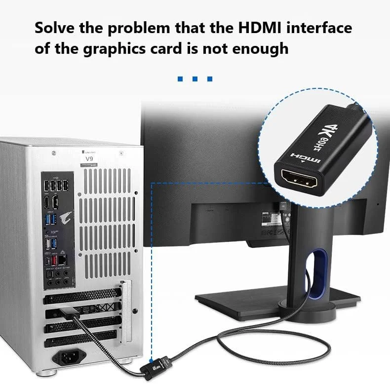 کابل تبدیل DP به HDMI جدید، کارت گرافیک HD 4K، رابط DP به رابط تبدیل داده HDMI2.0، کانکتور 0.2 متری کابل صدا (2)