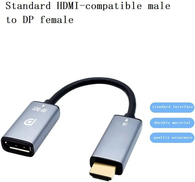 تبدیل HDMI به DisplayPort با کیفیت 4K@60Hz، کابل تبدیل HDMI نر به DP ماده سازگار با کارت گرافیک کامپیوتر، لپ تاپ، مینی NS، PS5/4، Xbox One/360