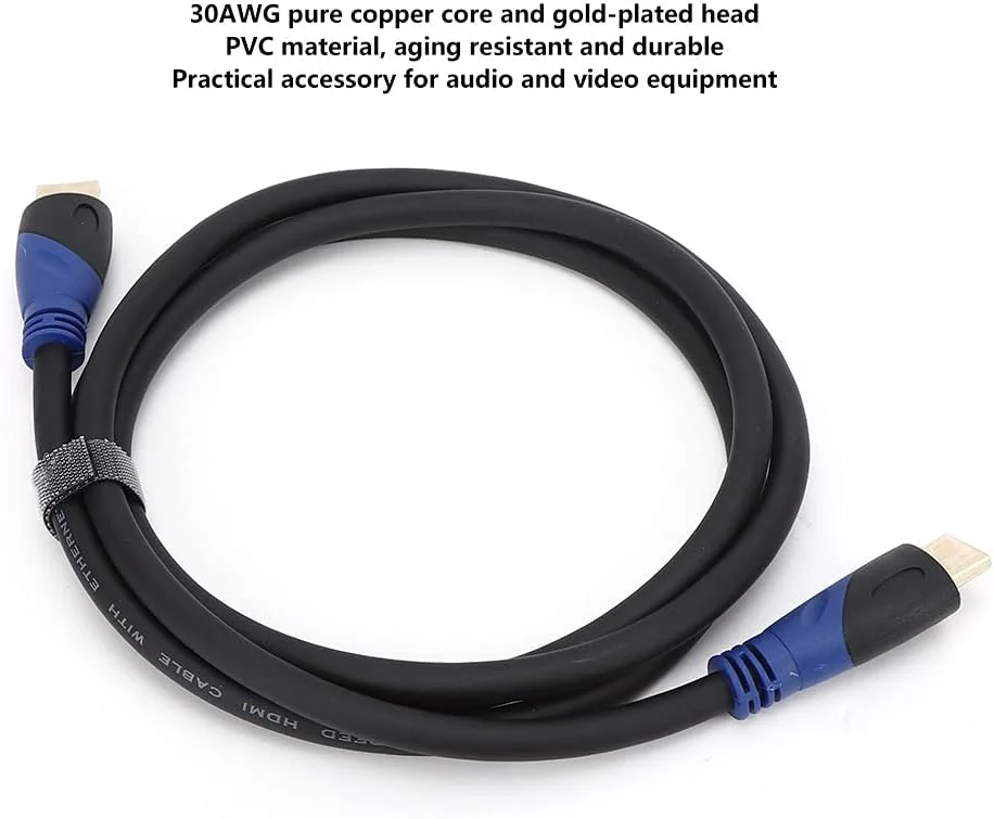 کابل HDMI، کابل چند رسانه ای با کیفیت بالا 30AWG، سیم هسته مسی خالص، کابل HDMI دو رنگ برای تجهیزات صوتی و تصویری (1.5 متر)