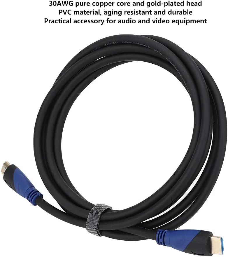 کابل HDMI، کابل چند رسانه ای با کیفیت بالا 30AWG با هسته سیم مسی خالص، کابل HDMI دو رنگ برای تجهیزات صوتی و تصویری (3 متر)