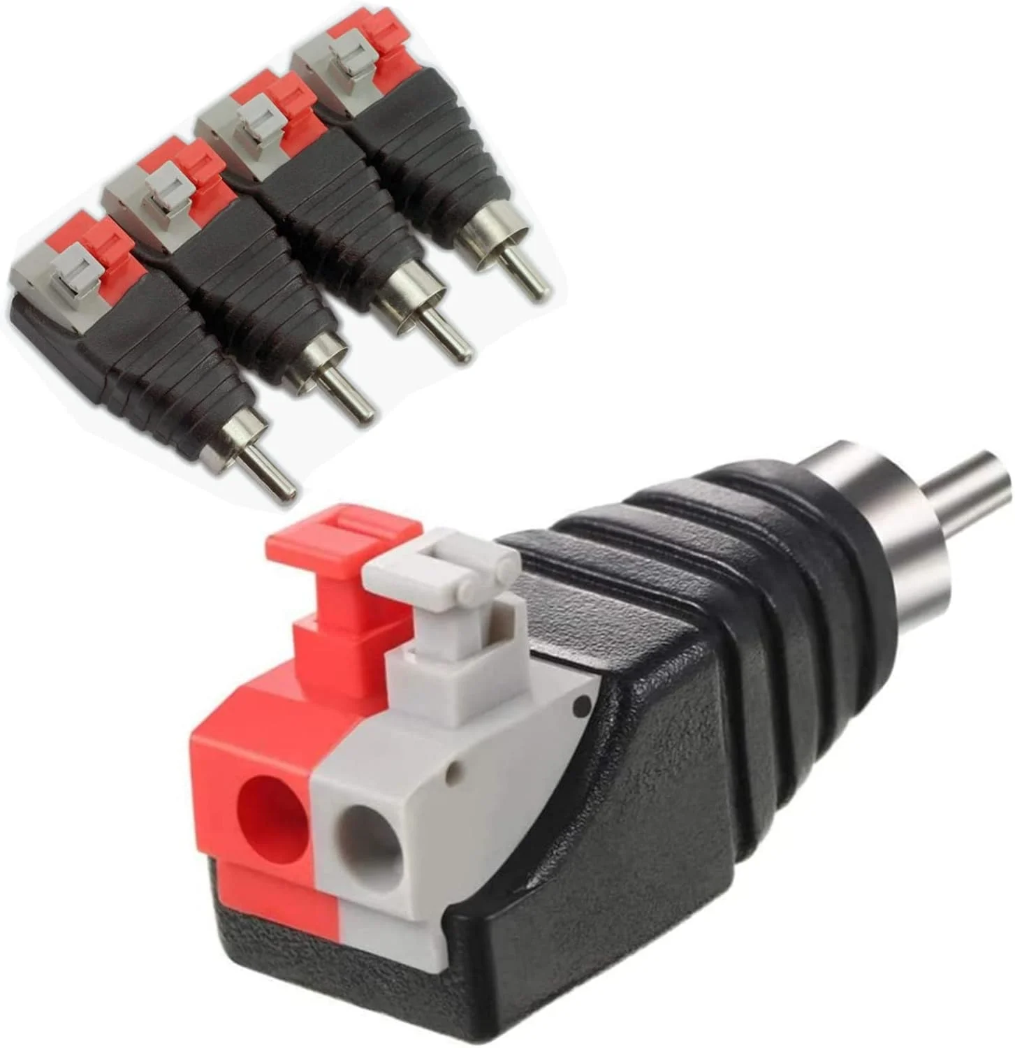 بسته 10 عددی آداپتور کابل سیم بلندگو به کانکتور RCA، RCA نری به ترمینال پیچی AV 2، پلاگین جک صوتی تصویری