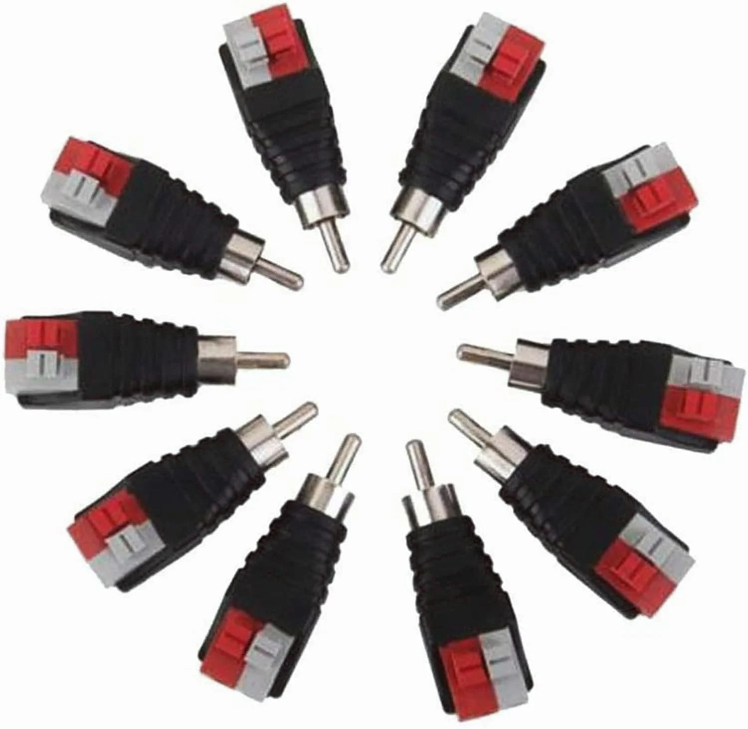 بسته 10 عددی آداپتور کابل سیم بلندگو به کانکتور RCA، RCA نری به ترمینال پیچی AV 2، پلاگین جک صوتی تصویری
