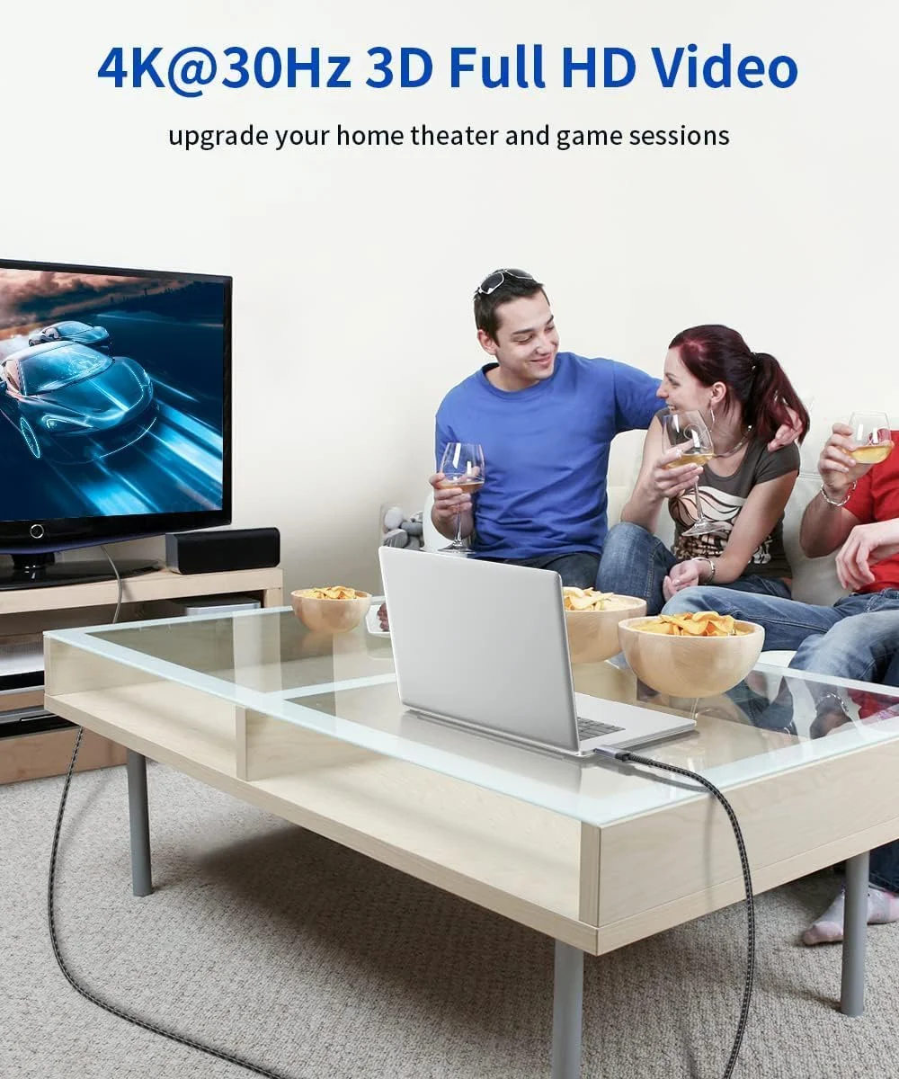 کابل DisplayPort به HDMI با طول 3 متر، کابل ویدئویی نر به نر DP به HDMI با روکش نایلونی بافته شده FHD، سازگار با مانیتور، پروژکتور، کامپیوتر، AMD، NVIDIA، Lenovo، HP - خاکستری