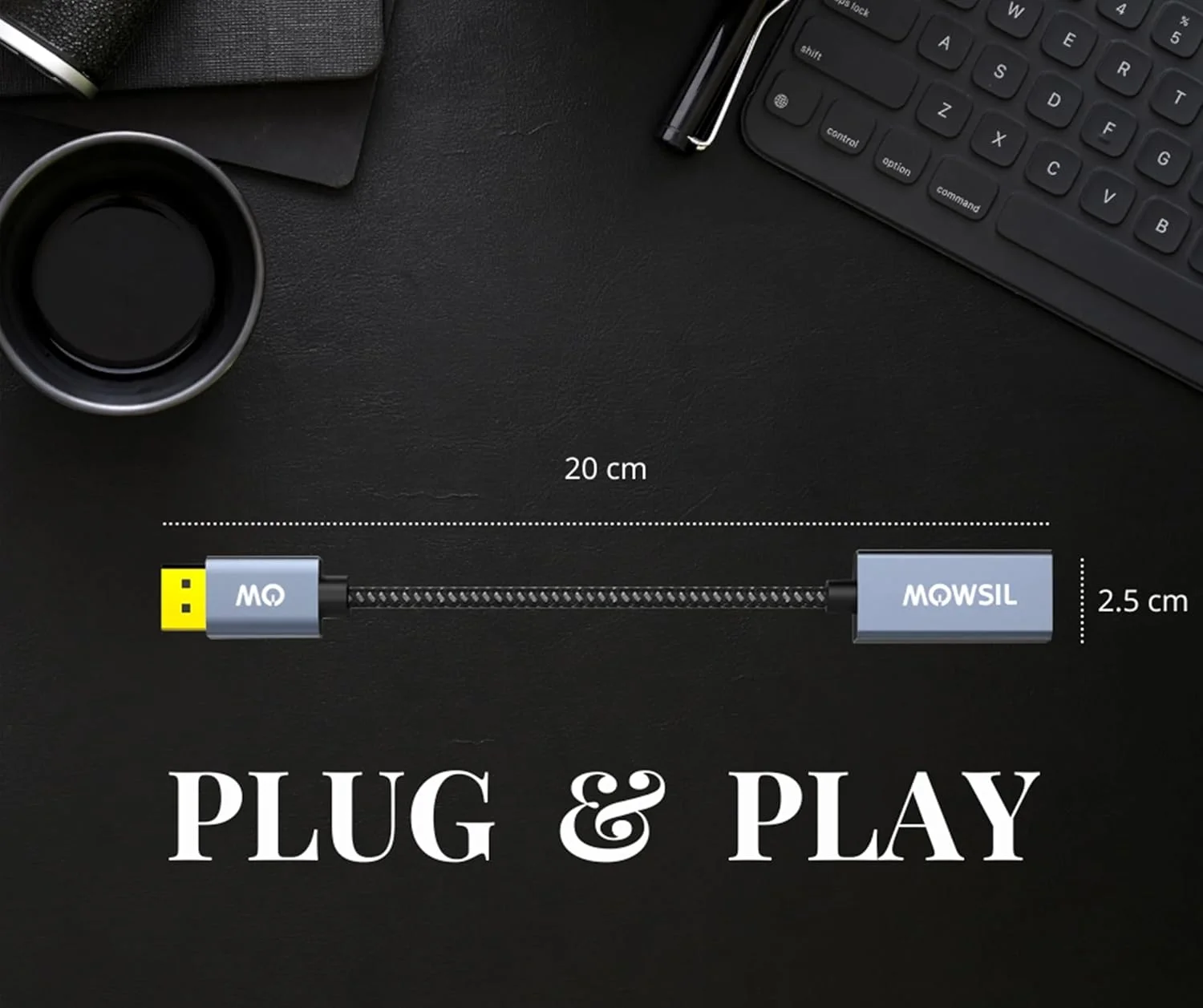 مبدل DisplayPort به HDMI موسیل (نر به ماده) - پشتیبانی از صدا و تصویر 4K@60Hz، بدنه آلیاژ آلومینیوم خاکستری، کانکتور با روکش طلا، مبدل DisplayPort به HDMI با قابلیت اتصال و پخش آسان برای مانیتورها و تلویزیون ها