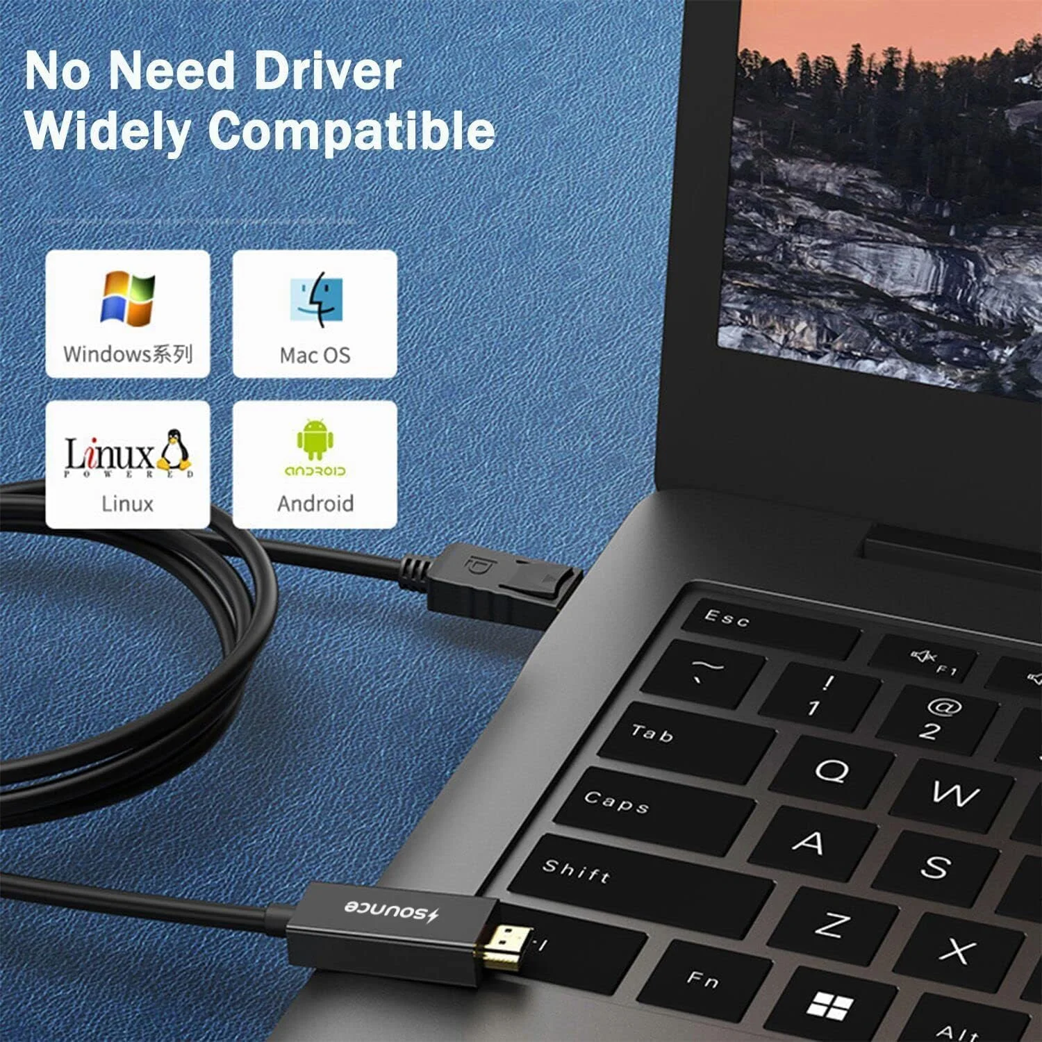 کابل تبدیل DisplayPort به HDMI، کابل DP به HDMI با کیفیت 4K@60Hz برای اتصال صدا و تصویر، مناسب برای پروژکتور، لپ تاپ، تلویزیون، مانیتور، 1.8 متری - مشکی