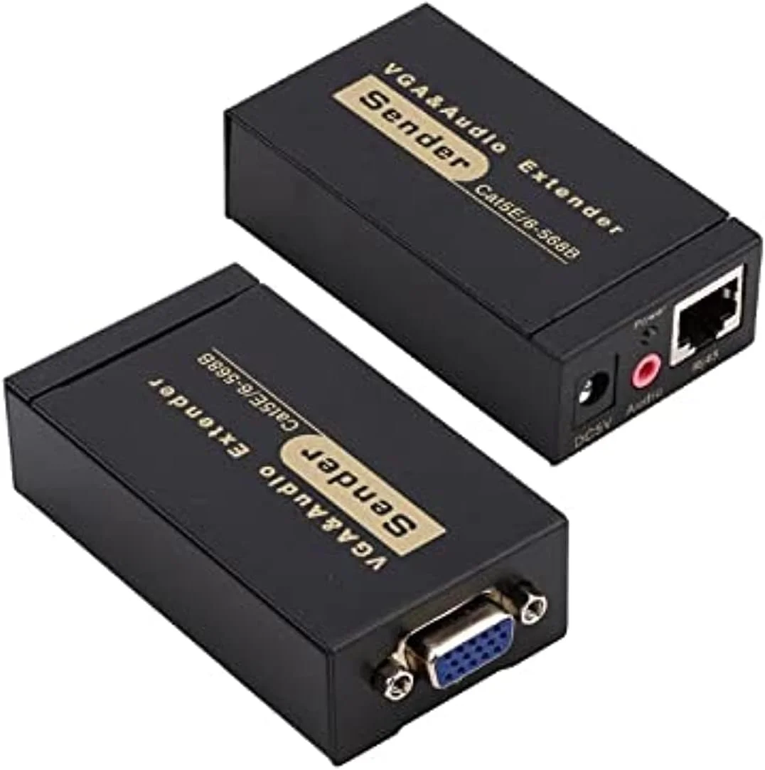 افزایش دهنده VGA مدل DKURVE® 1080P با صدا از طریق کابل Cat5/6 تا 100 متر، تبدیل کننده VGA به RJ45 اترنت برای لپ تاپ و پروژکتور
