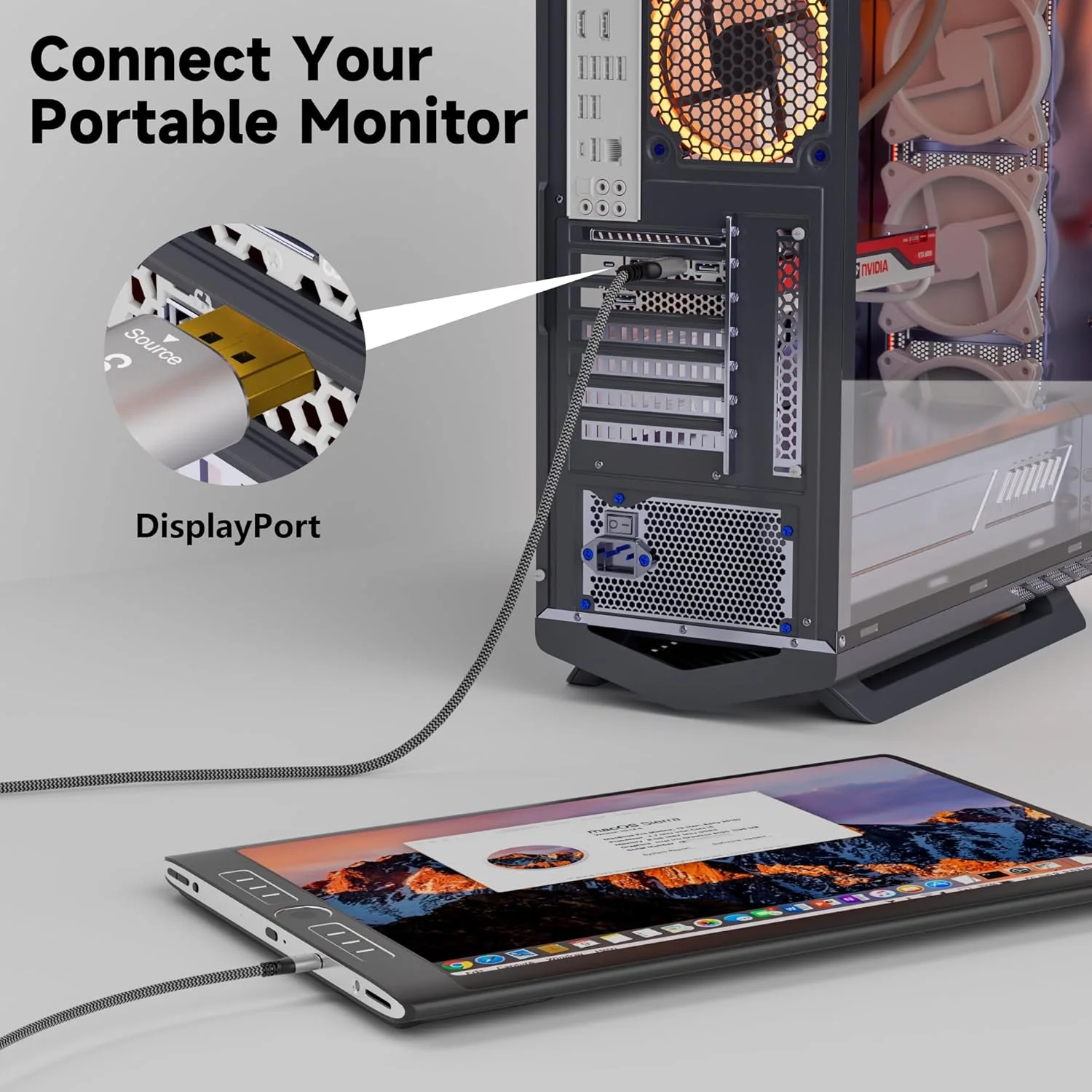 کابل DisplayPort به Mini HDMI با کیفیت 4K و طول 1.8 متر، کابل یک طرفه DP به Mini HDMI. پشتیبانی از رزولوشن 4K@60Hz و 2K@120Hz، ویدئو UHD، روکش بافته شده نایلونی، مناسب برای کامپیوتر، AMD، NVIDIA، KYY، ARZOPA، VILVA، MNN، مانیتور قابل حمل