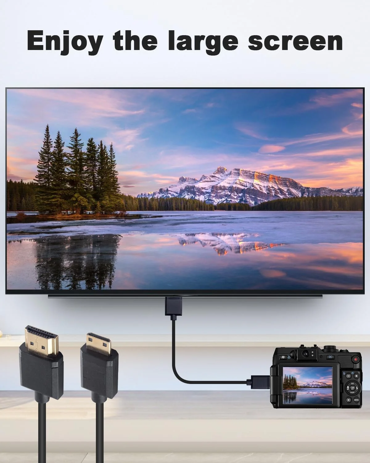 کابل مینی HDMI به HDMI داتک فوق العاده نازک 4K طول 60 سانتی متر، کابل کوتاه HDMI به مینی HDMI نر با پشتیبانی از K Ultra HD، برای پروژکتور، مانیتور، دوربین فیلمبرداری