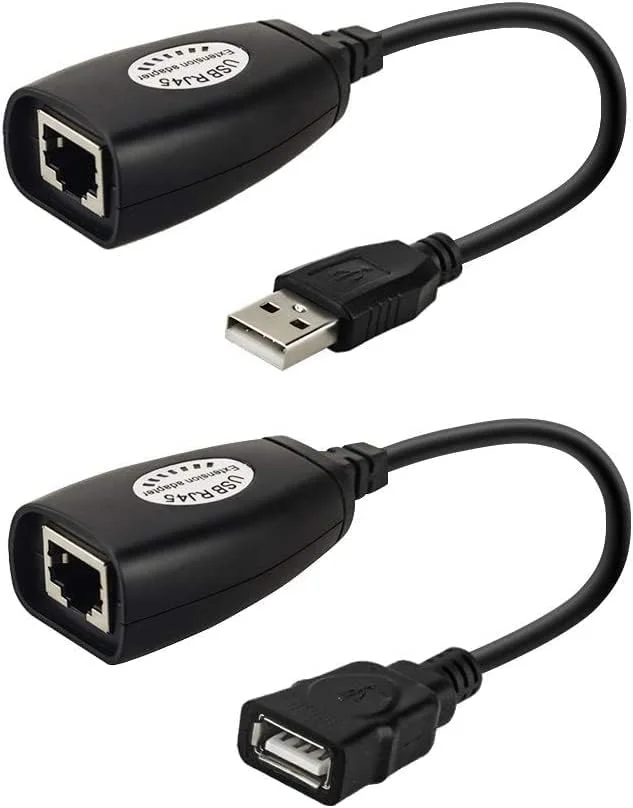 آداپتور افزایش طول USB به RJ45 LAN، کابل صدا و تصویر، از طریق کابل Cat5/Cat5e/Cat6 تا 45 متر آداپتور افزایش طول USB به RJ45 LAN، کابل صدا و تصویر، از طریق کابل Cat5/Cat5e/Cat6 تا 45 متر