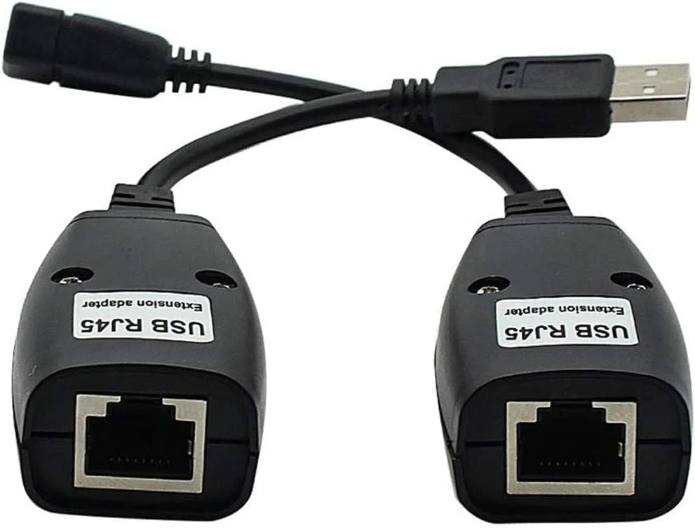 آداپتور افزایش طول USB به RJ45 LAN، کابل صدا و تصویر، از طریق کابل Cat5/Cat5e/Cat6 تا 45 متر