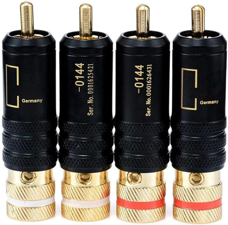 ۴ عدد کانکتور RCA صوتی و تصویری مسی با پیچ های قفل کننده، ۵۳ * ۱۳ میلی متر ۴ عدد کانکتور RCA صوتی و تصویری مسی با پیچ های قفل کننده، ۵۳ * ۱۳ میلی متر