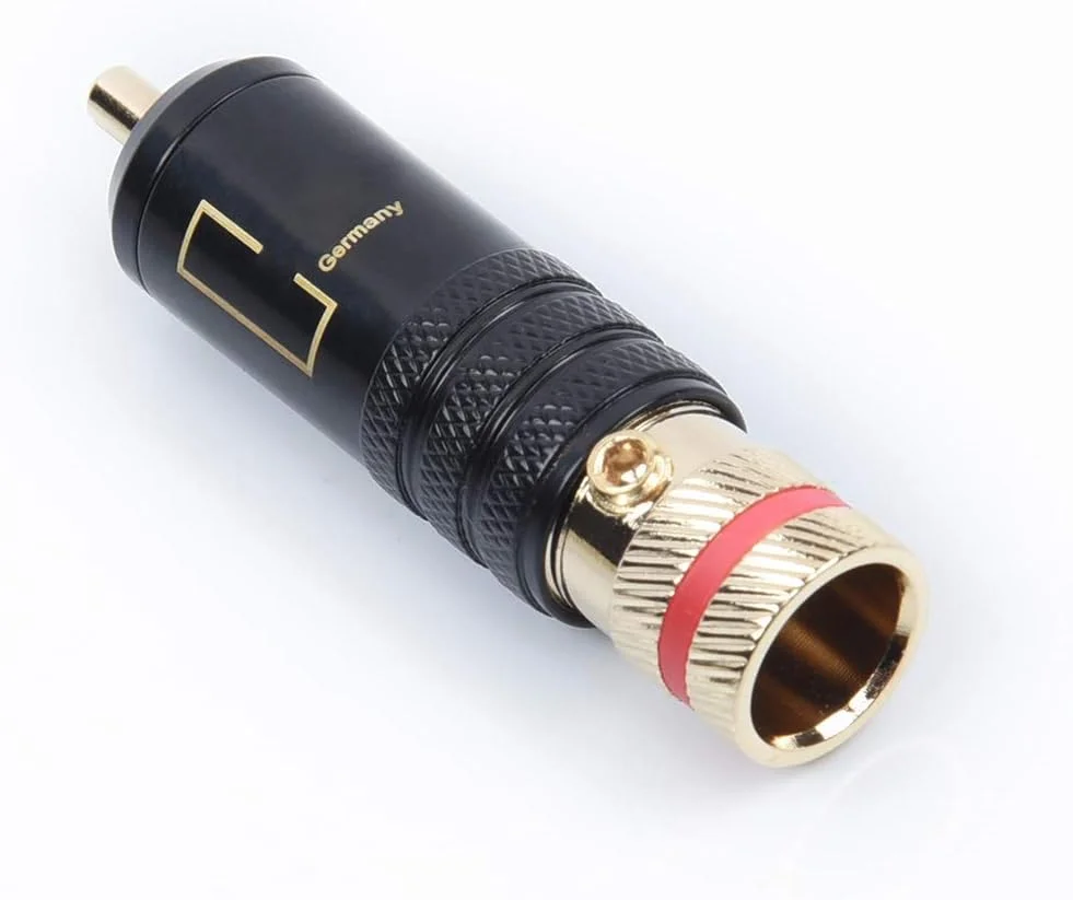 ۴ عدد کانکتور RCA صوتی و تصویری مسی با پیچ های قفل کننده، ۵۳ * ۱۳ میلی متر