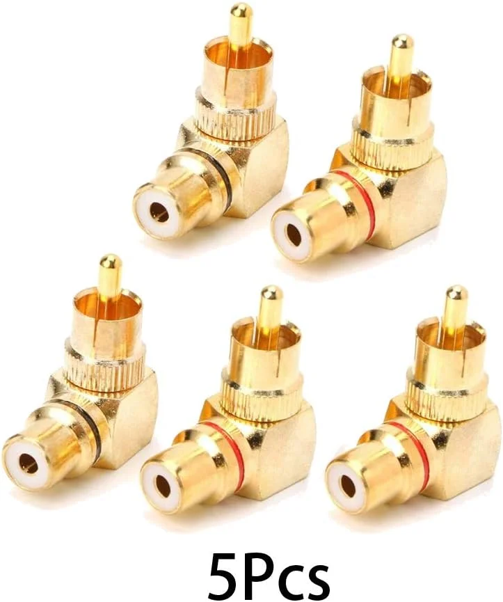 آداپتور کابل RCA نر به ماده زاویه راست Fansipro برای سیستم های صوتی و تصویری، طلایی (5 عدد) آداپتور کابل RCA نر به ماده زاویه راست Fansipro برای سیستم های صوتی و تصویری، طلایی (5 عدد)