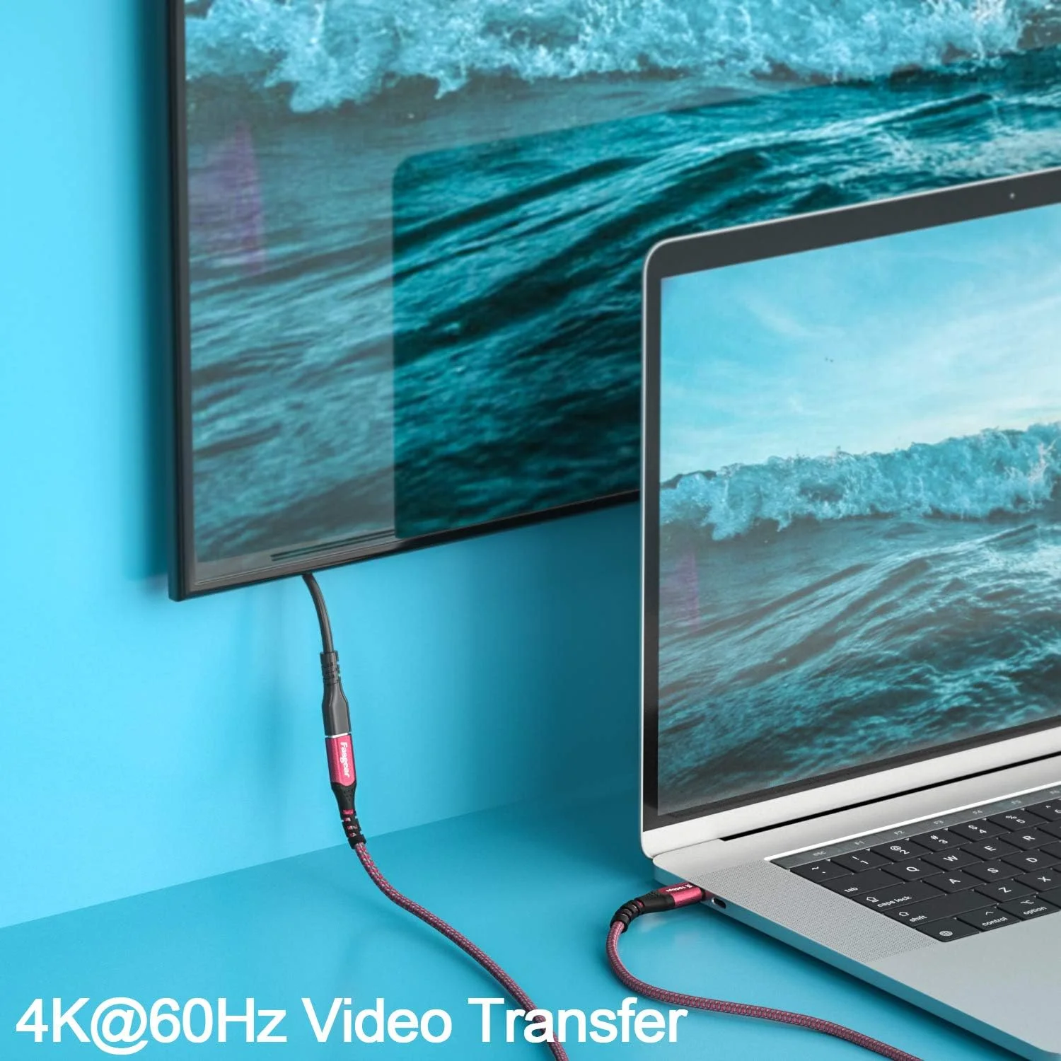کابل افزایش طول USB C فاسگیر، 10 گیگابیت بر ثانیه، USB 3.1 نسل 2، نر به ماده، پشتیبانی از خروجی صدا و تصویر 4K، سازگار با پورت Thunderbolt 3، مک‌بوک پرو، دل XPS، سوییچ، هاب USB-C، PS VR2 (1.8 متر، قرمز)