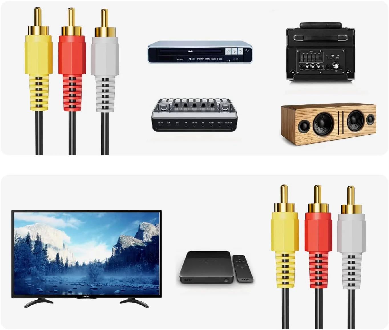 کابل صوتی و تصویری 3RCA با طول 1.5 متر، دارای اتصالات روکش طلای 24 عیار برای اتصال اجزای صوتی و تصویری، کابل AV نر به نر برای آمپلی فایر سینمای خانگی، سیستم های استریو، کانکتورهای زرد/سفید/قرمز 3 نر به 3 نر کابل صوتی و تصویری 3RCA با طول 1.5 متر، دارای اتصالات روکش طلای 24 عیار برای اتصال اجزای صوتی و تصویری، کابل AV نر به نر برای آمپلی فایر سینمای خانگی، سیستم های استریو، کانکتورهای زرد/سفید/قرمز 3 نر به 3 نر