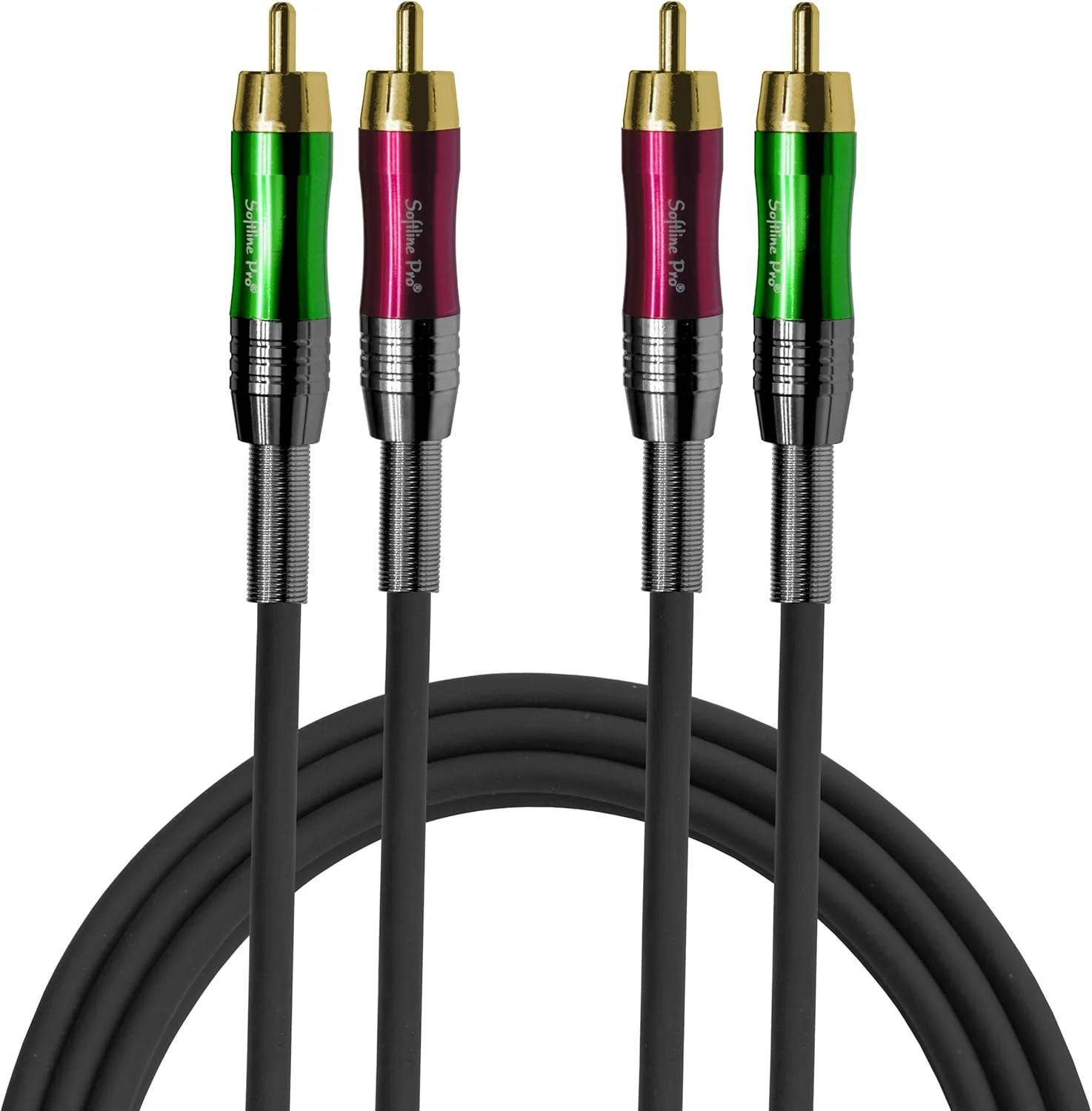 کابل صوتی استریو 2RCA به 2RCA سافت لاین پرو SP، طول 1.5 متر، اتصال نر به نر (مشکی، سبز، قرمز)