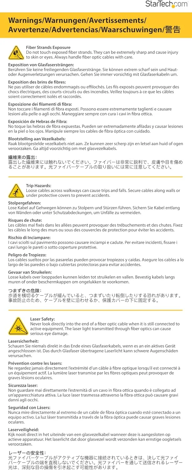 کابل فیبر نوری ۱ متری StarTech.com - چند حالته دو طرفه 62.5/125 - LSZH - LC/SC - OM1 - کابل پچ فیبر LC به SC ‏(FIBLCSC1)